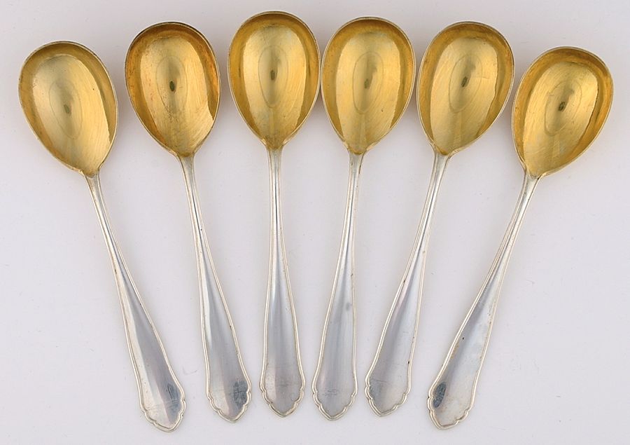 Germany Sterling Flatware Ice Cream Spoon - Set of 6 by Unknown Mfg Silver-1