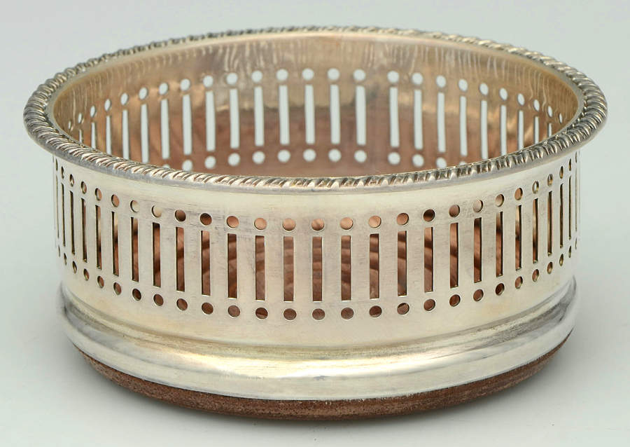 England Silverplate Hollowware Wine Coaster with Wood Base by Unknown Manufacturer-1