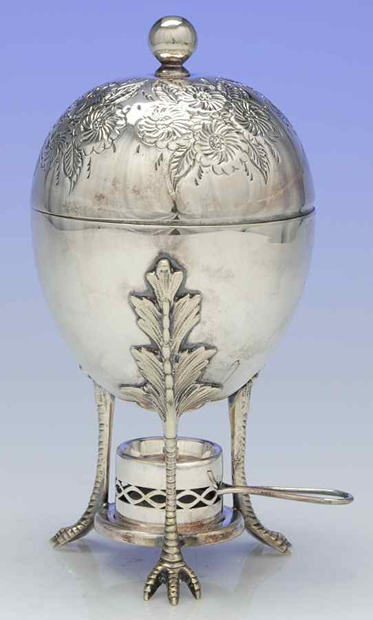 England Silverplate Hollowware Egg Warmer W/Lid & Burner (Holds 4 Eggs) by Unknown Manufacturer-1