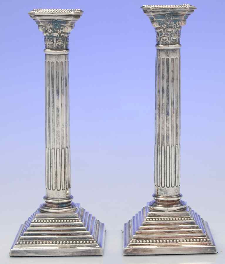 England Silverplate Hollowware Pair of 10" Candlesticks by Unknown Manufacturer-1