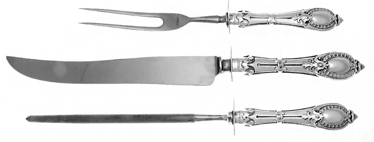 England Silverplate Flatware Large 3-Piece Roast Carving Set w/ Stainless Blade by Unknown Mfg Silver-1