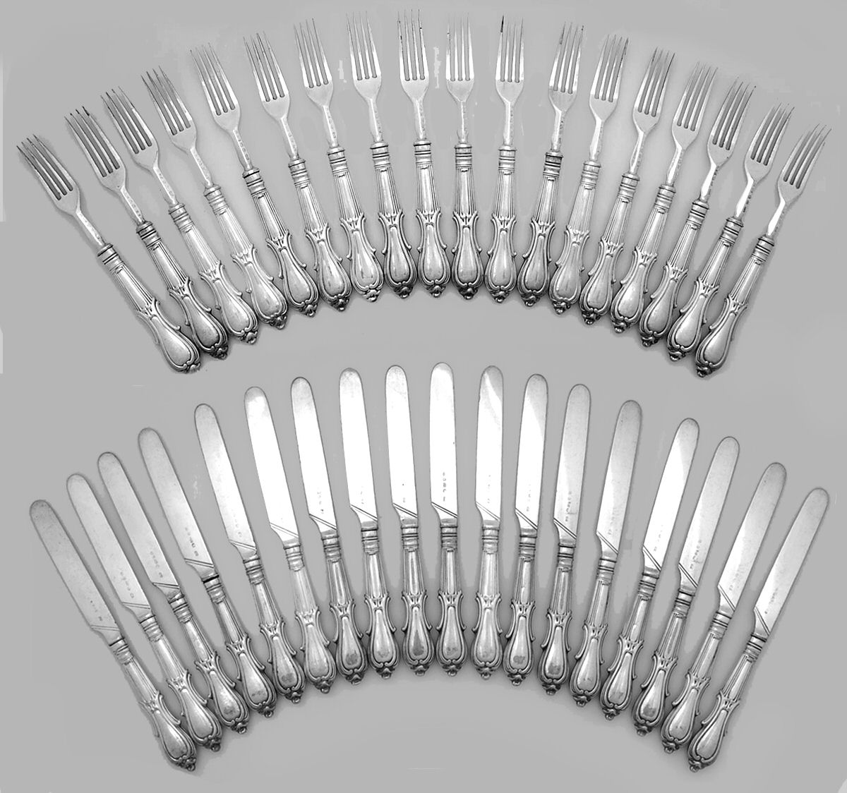 England Silverplate Flatware (36 Pc) Dessert/Luncheon Set (18 Ea F1DH & DELKH) by Unknown Mfg Silver-1