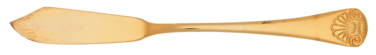 Shell (Gold Electroplate) Flat Handle Master Butter Knife by Unknown Mfg Silver-1