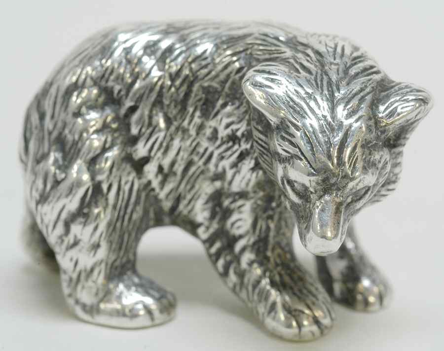 Italy Sterling Hollowware Bear Figurine by Unknown Manufacturer-1