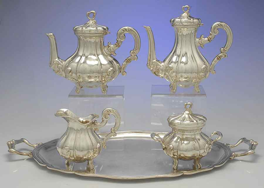 Italy Sterling Hollowware 5 Piece Tea Set (SCP, STP, SCR, SSU, WTL) by Unknown Manufacturer-1