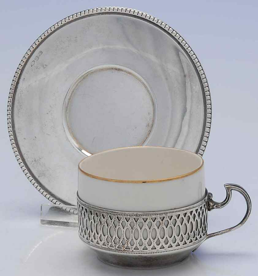 Italy Sterling Hollowware Sterling Demitasse Cup, Saucer and Liner by Unknown Manufacturer-1