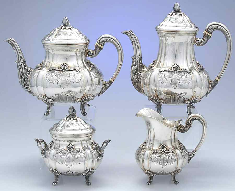 Italy Sterling Hollowware 4 Piece Tea Set (SCP, STP, SCR, SSU) by Unknown Manufacturer-1