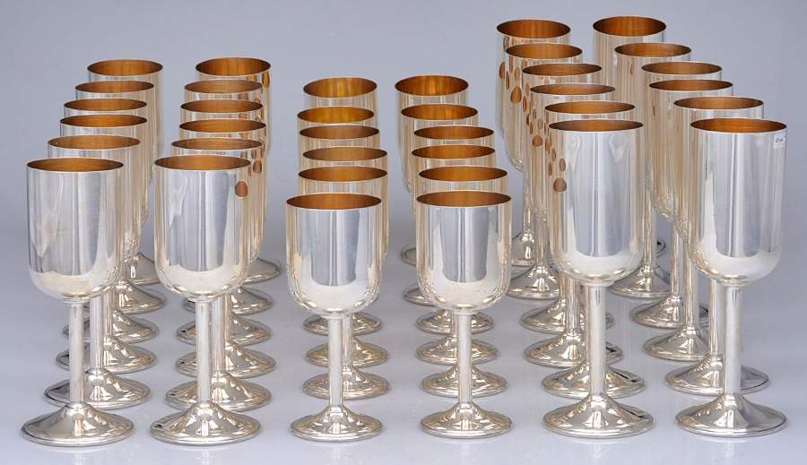 Italy Sterling Hollowware 36 Piece Goblet Set (12 Each: Tea, Goblet & Wine) by Unknown Manufacturer-1