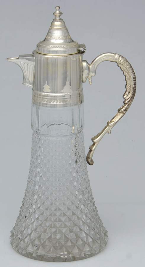 Italy Silverplate Hollowware Crystal Beverage Server w/Silverplate Lid by Unknown Manufacturer-1
