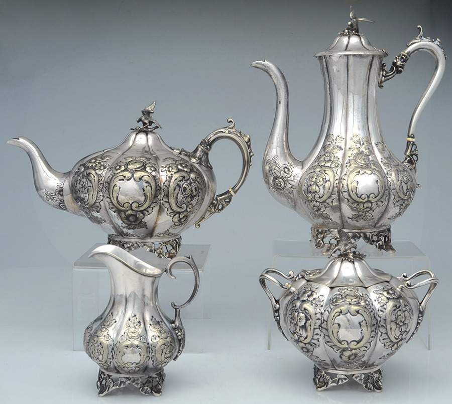 Germany Silverplate Hollowware 4 Piece Tea Set (SCP, STP, SCR, SSU) by Unknown Manufacturer-1