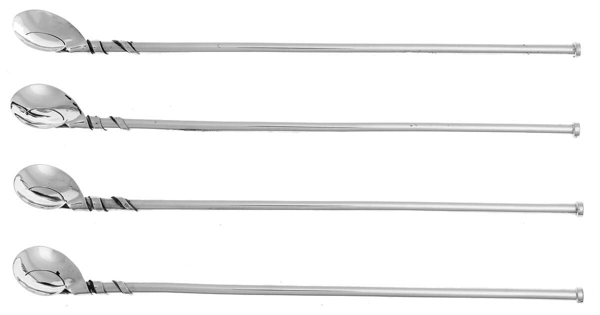 Mexico Sterling Hollowware Tea Sipper - Set of 4 (Motif 2) by Unknown Manufacturer-1