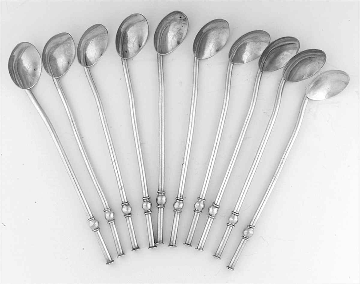 Mexico Sterling Hollowware Bright Cut Tea Sippers - Set of 10 by Unknown Manufacturer-1