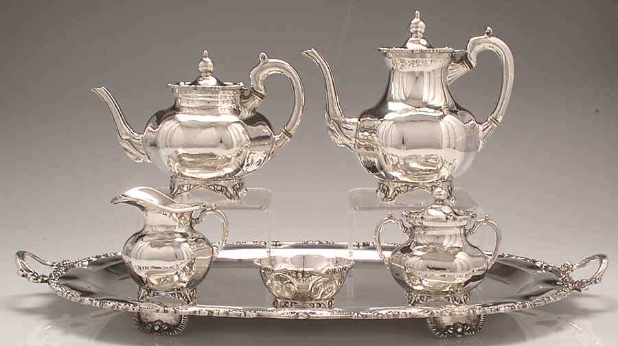 Mexico Sterling Hollowware 6 Piece Tea Set (SCP, STP, SCR, SSU, SWB, WTL) by Unknown Manufacturer-1