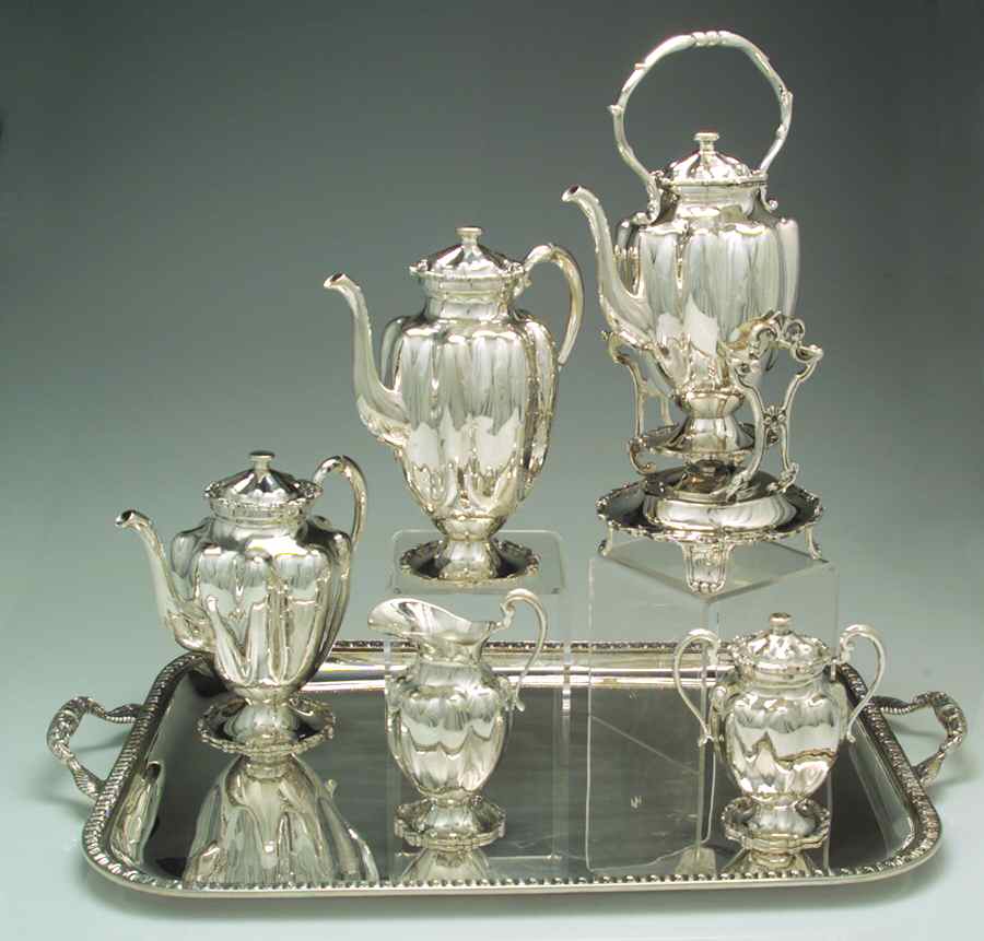 Mexico Sterling Hollowware 6 Piece Tea Set (SCP, STP, SCR, SSU, SKES, WTL) by Unknown Manufacturer-1
