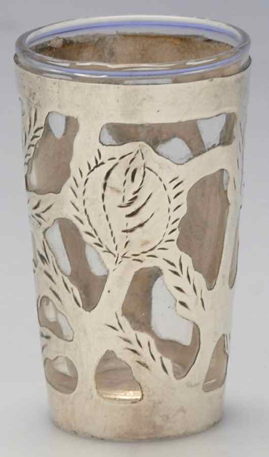 Mexico Sterling Hollowware Crystal Shot Glass with Sterling Overlay by Unknown Manufacturer-1