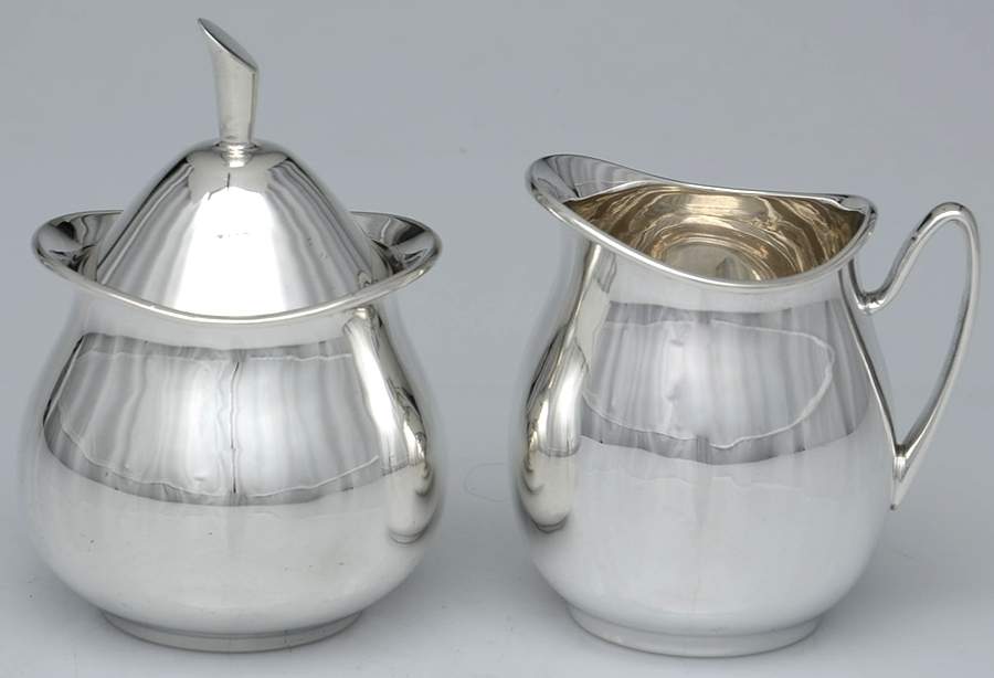 Mexico Sterling Hollowware Creamer & Sugar with Lid Set by Unknown Manufacturer-1