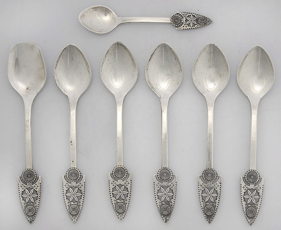 Russia Sterling Flatware 7 Piece Set by Unknown Mfg Silver-1
