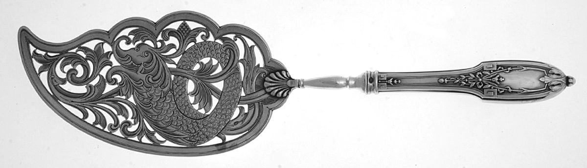 Russia Sterling Flatware Hollow Handle Fish Serving Knife W/Sterling Blade by Unknown Mfg Silver-1