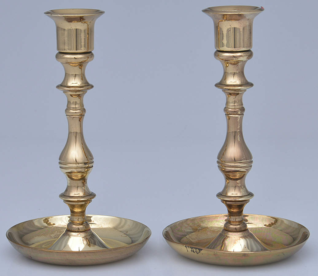Brass Candlesticks Pair of 6" Candlesticks by Unknown Manufacturer-1