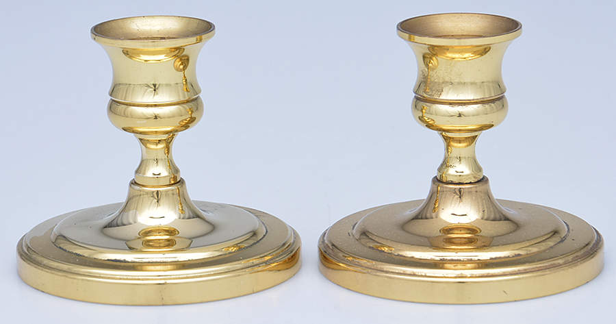Brass Candlesticks Pair of 2" Console Candleholders by Unknown Manufacturer-1