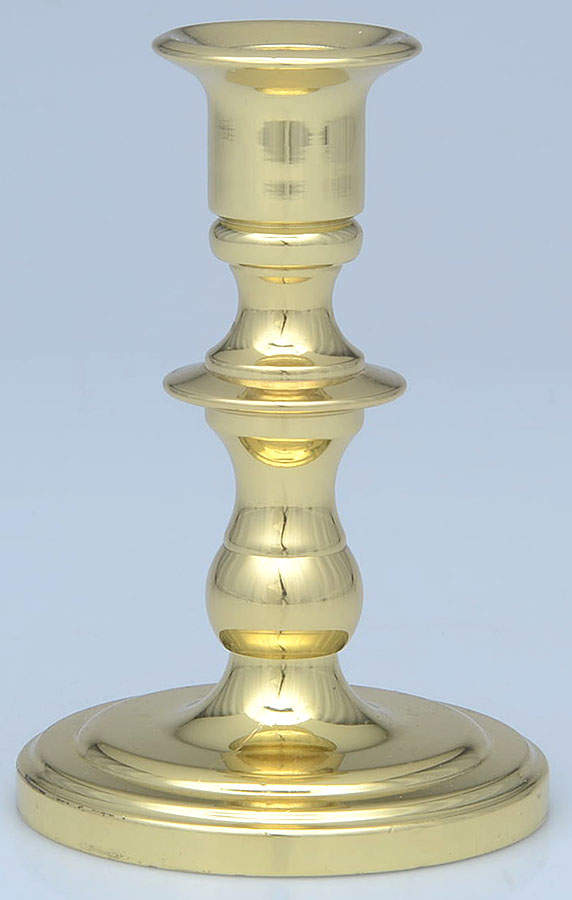 Brass Candlesticks 4" Stainless & Crystal Candlestick by Unknown Manufacturer-1