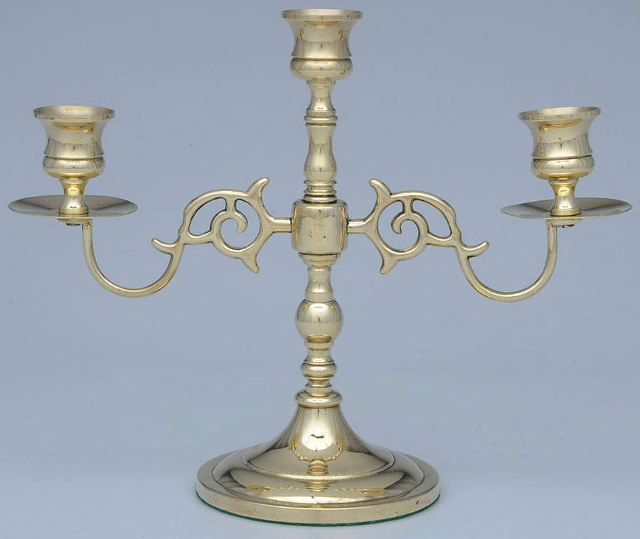 Brass Candlesticks 8" 3 Light Candelabra by Unknown Manufacturer-1