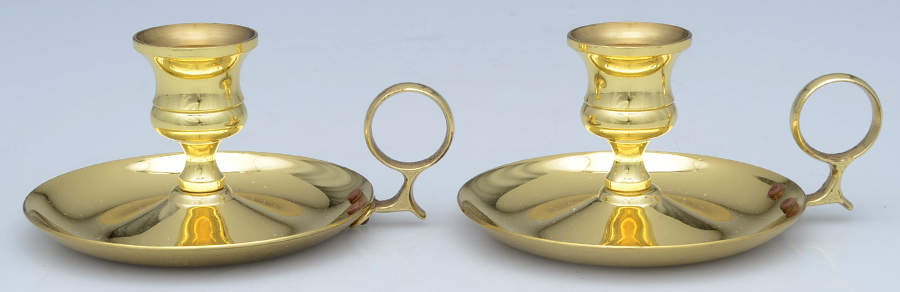 Brass Candlesticks Pair of 2" Console Candleholders by Unknown Manufacturer-1