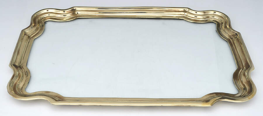 Brass Candlesticks 21" Glass Bottom Waiter Tray by Unknown Manufacturer-1