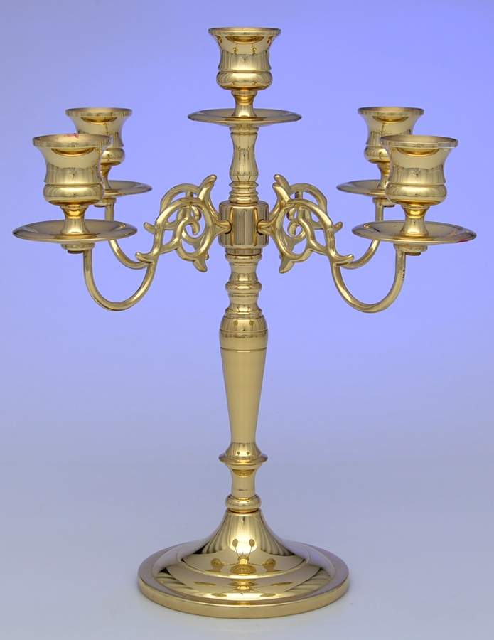 Brass Candlesticks Medium 5-Light Candelabra by Unknown Manufacturer-1
