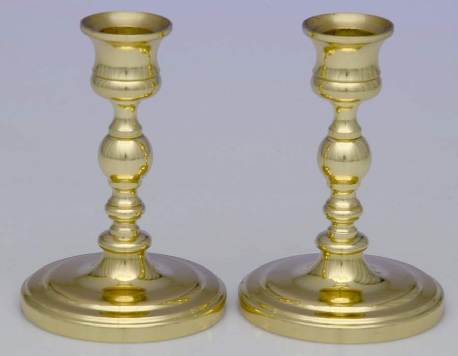 Brass Candlesticks Pair of 4" Candlesticks by Unknown Manufacturer-1