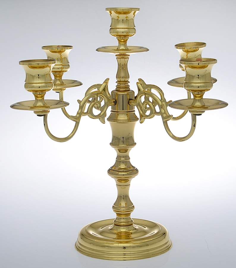 Brass Candlesticks 10" 5 Light Candelabra by Unknown Manufacturer-1