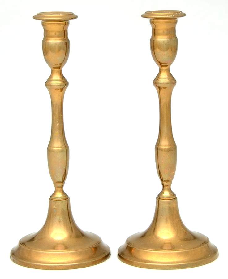 Brass Candlesticks Pair of 10" Candlesticks by Unknown Manufacturer-1