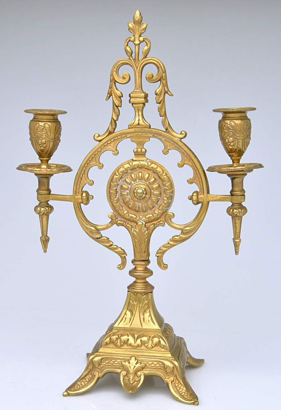 Brass Candlesticks Pair of 2 Light Candelabra by Unknown Manufacturer-1