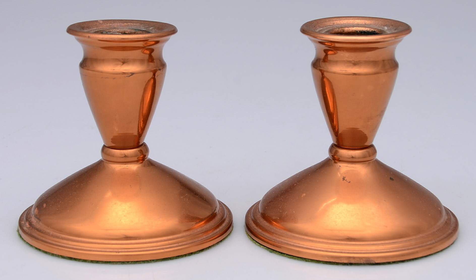 Copper Hollowware Pair of 3" Console Candleholders by Unknown Manufacturer-1