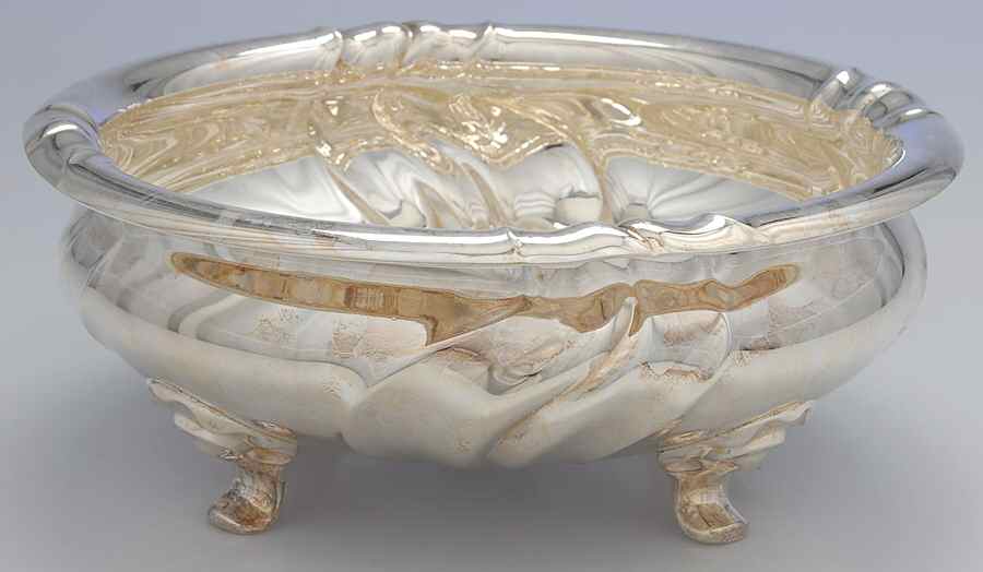 Germany Sterling Hollowware 12" 4 Toed Round Centerpiece by Unknown Manufacturer-1