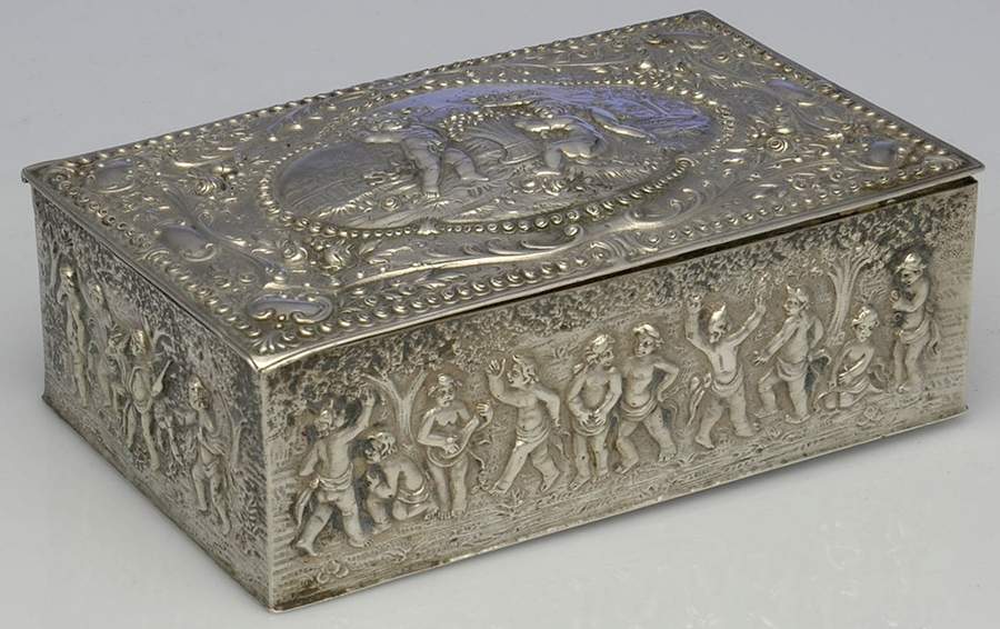Germany Sterling Hollowware Jewelry Box with Hinged Lid by Unknown Manufacturer-1