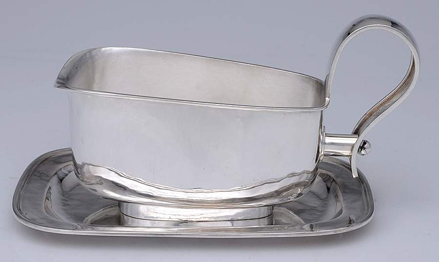 Germany Sterling Hollowware Sterling Gravy Boat with Attached Underplate by Unknown Manufacturer-1