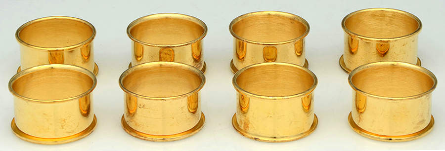 Gold Electroplate Hollowware Napkin Ring - Set of 8 by Unknown Manufacturer-1