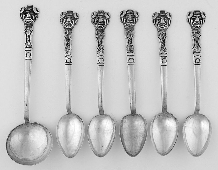 Mexio Sterling Flatware 6 Piece Spoon Set (5 DEM, 1 BOU) by Unknown Mfg Silver-1