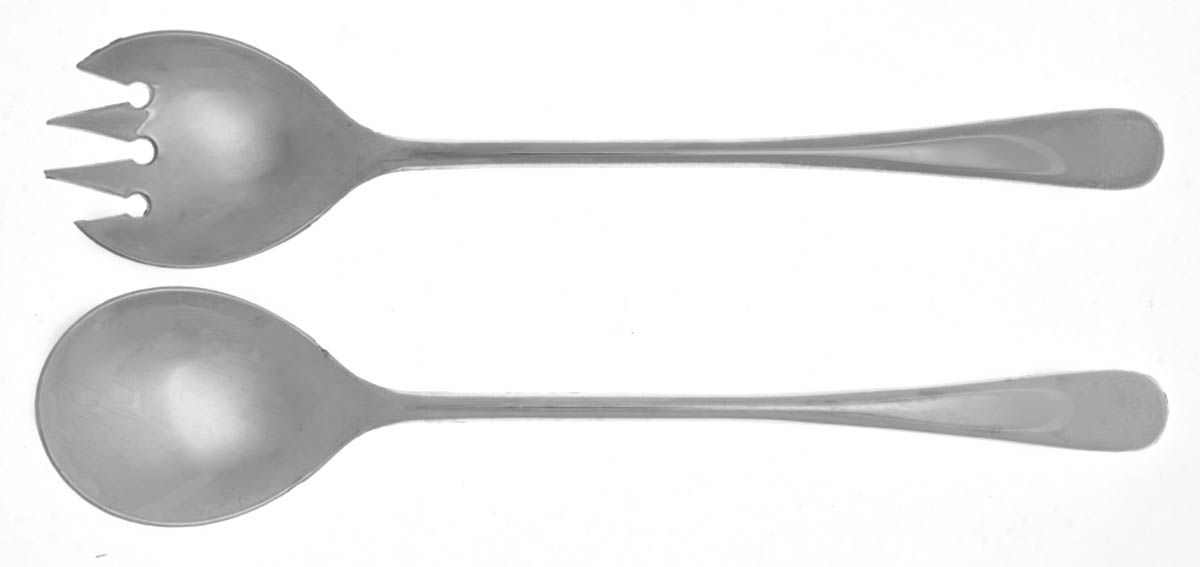 Italy Silverplate Flatware (2 Pc) Solid Salad Set by Unknown Mfg Silver-1