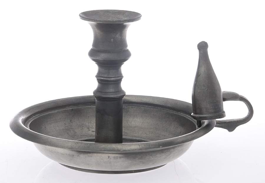 England Pewter Hollowware Chamberstick with Snuffer by Unknown Manufacturer-1