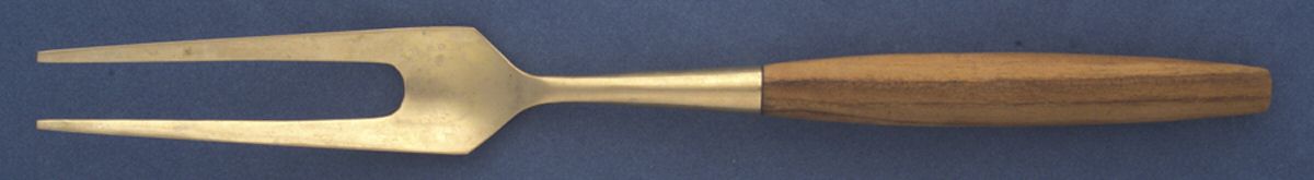 UNF969 (Brass) Large Stainless-Prong Roast Carving Fork by Unknown Mfg Silver-1