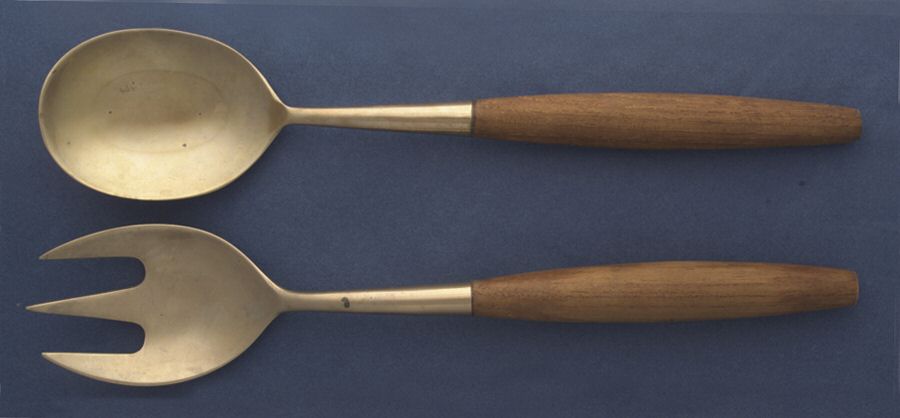 UNF969 (Brass) (2 Pc) Solid Salad Set by Unknown Mfg Silver-1