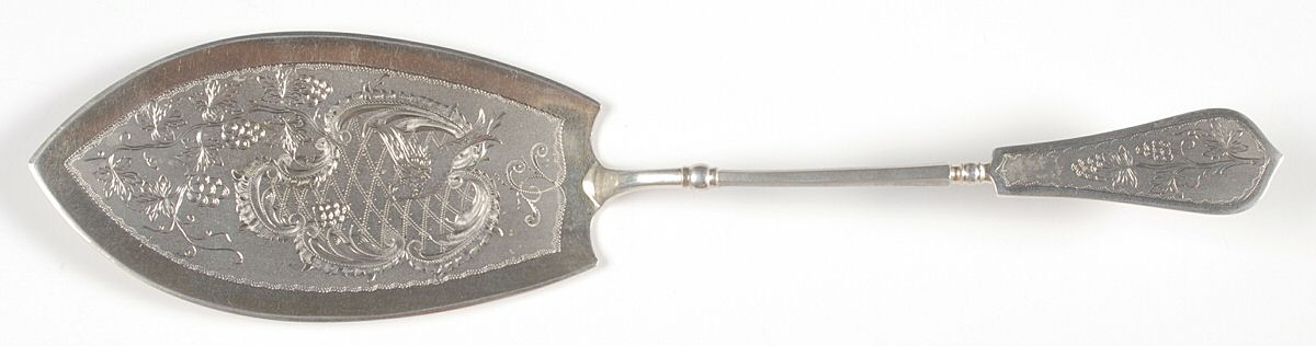 Denmark Sterling Flatware Large Solid Bright Cut Pie Knife by Unknown Mfg Silver-1
