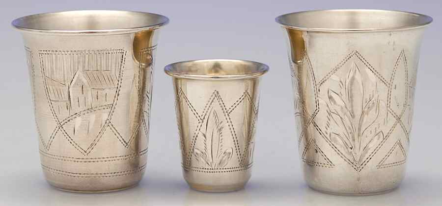 Russia Sterling Hollowware Shot Glasse - Set of 3 (2 SH1, 1 SH2) by Unknown Manufacturer-1