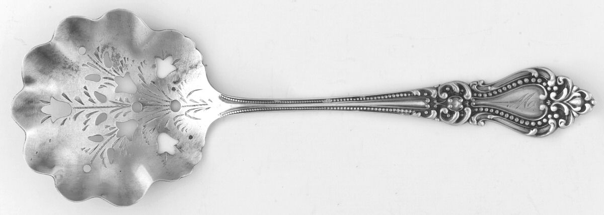 FSG15 (Sterling) Solid Bon Bon Spoon with Pierced Bowl by F S Gilbert-1