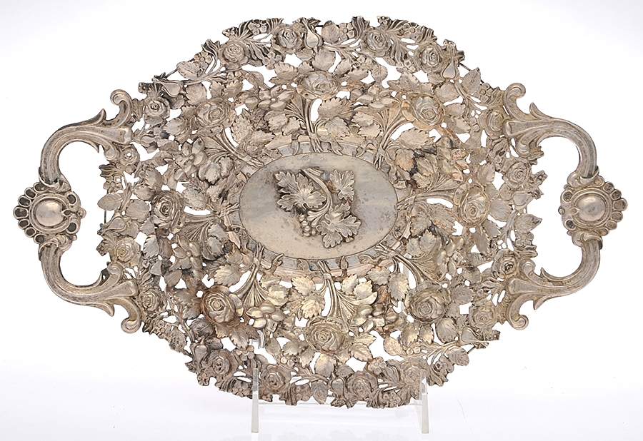 Austria Sterling Hollowware Oval Pieced Basket by Unknown Manufacturer-1