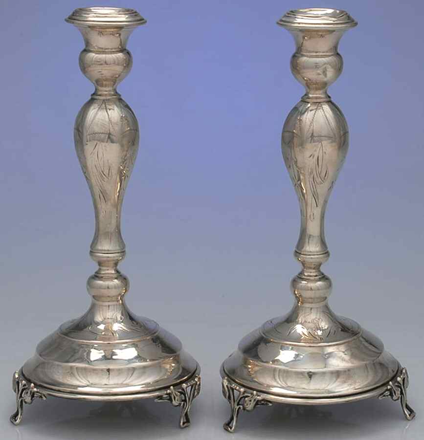 Austria Sterling Hollowware Pair of 10" Candlesticks by Unknown Manufacturer-3