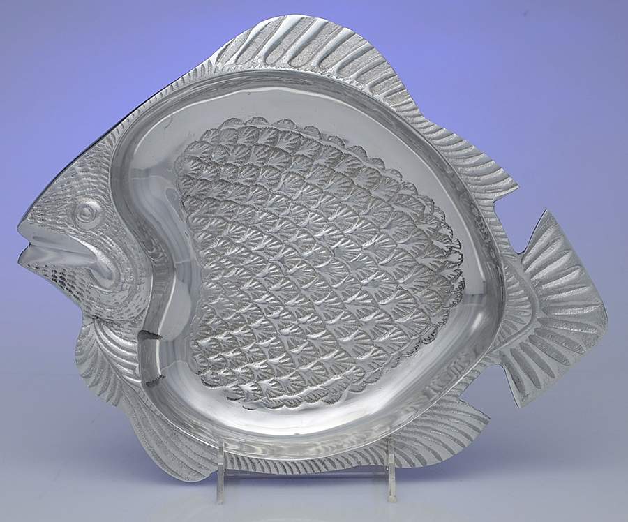 Aluminum Hollowware 13" Fish Shape Tray by Unknown Manufacturer-1