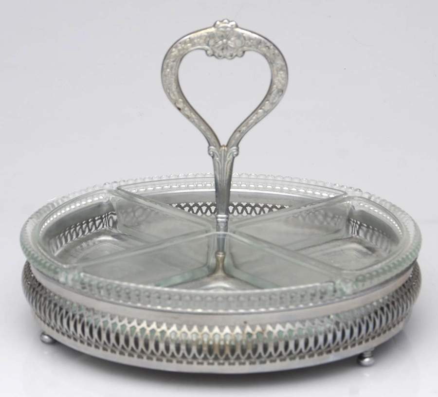 Aluminum Hollowware 4 Part Relish Dish by Unknown Manufacturer-1